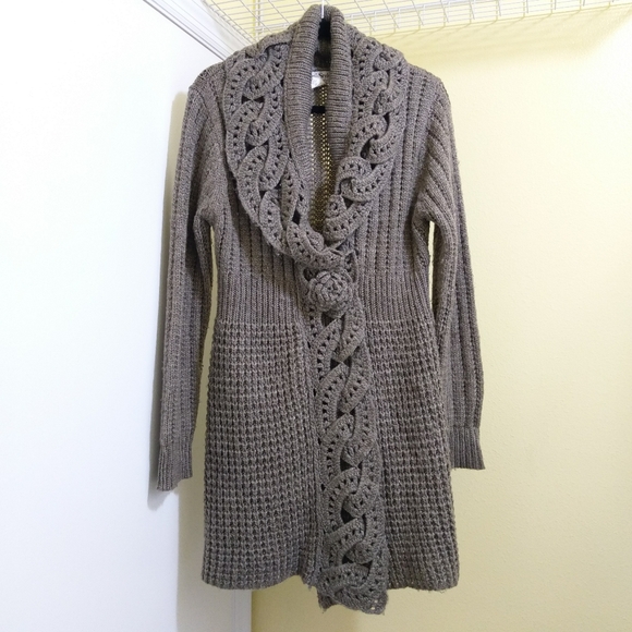 NorthStyle Sweaters - NorthStyle Grey/Taupe Cable Knit Cardigan